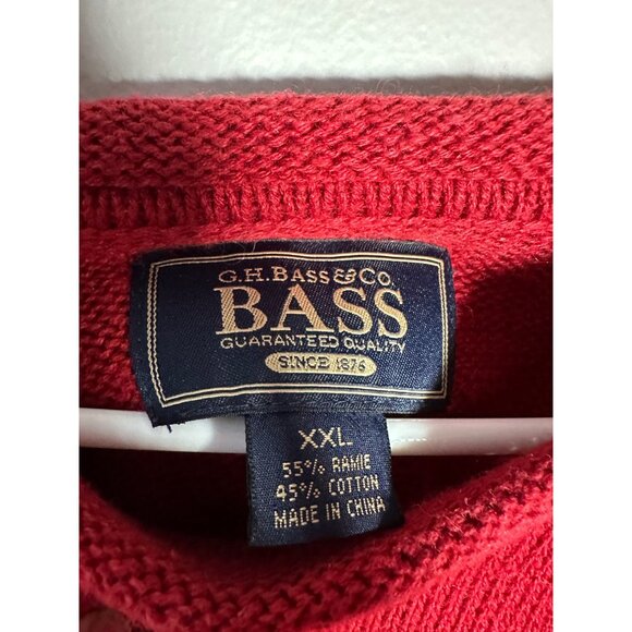 G.H Bass & Co Sweater Boys 6 XXL Red With Snowflakes Rolled Collar and Hem Knit - Picture 5 of 6